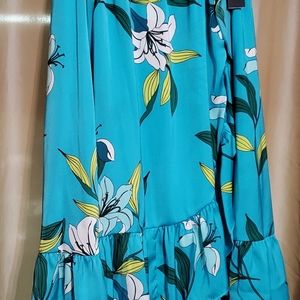 Worthington Floral Skirt, Size S, Turquoise